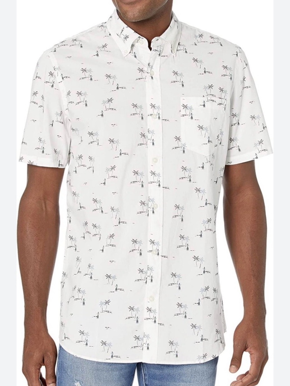 Goodthreads Standard-fit Short-Sleeve Printed Poplin Shirt Aloha Button Men XXL